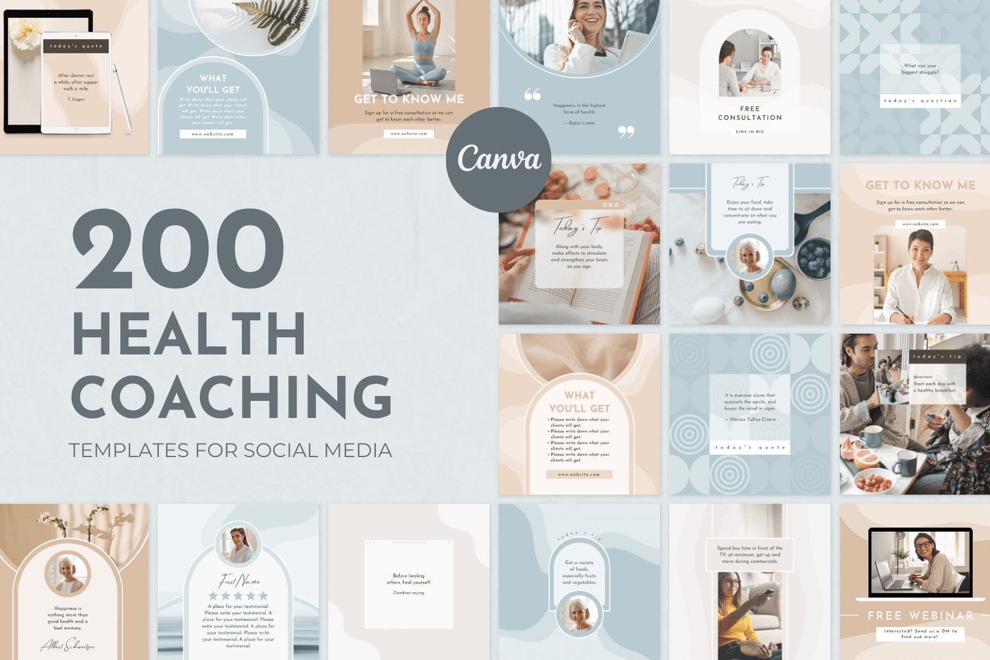 200 Health Coaching Templates for Social Media