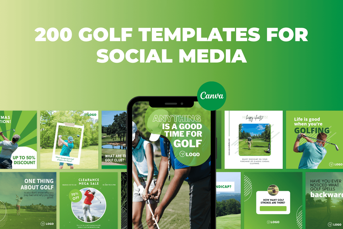 200 Golf Templates for Social Media